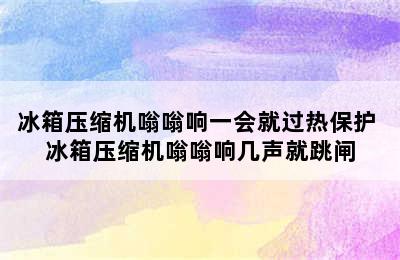 冰箱压缩机嗡嗡响一会就过热保护 冰箱压缩机嗡嗡响几声就跳闸